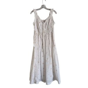 Old Navy Maxi Dress Women's Medium White Floral Feminine Prairie Casual